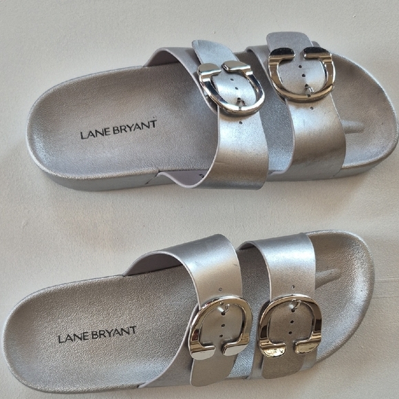 Lane Bryant Silver Sandals with Adjustable Straps - Picture 2 of 5